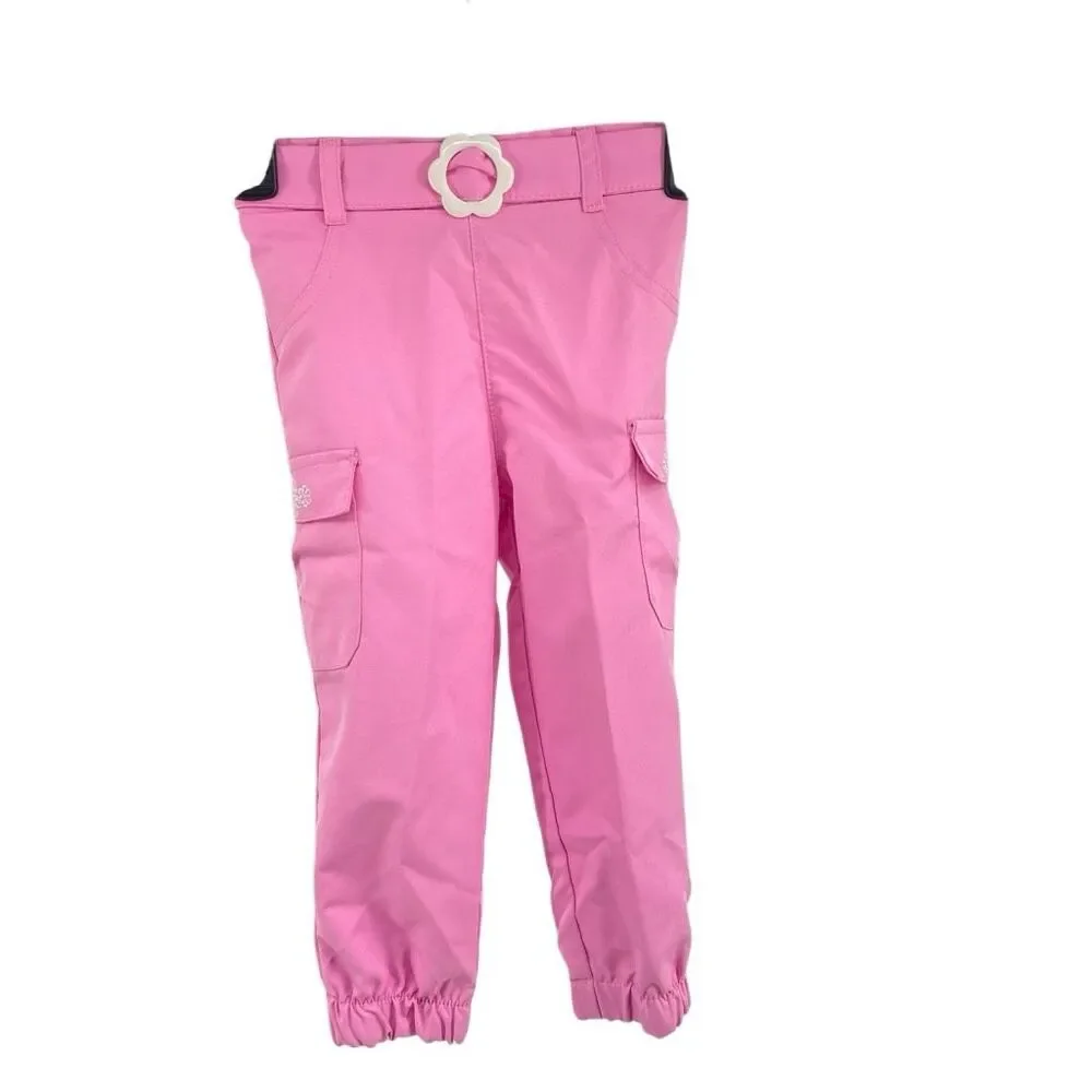 Little Lass 18M Pink Embroidered Smocked Top Cargo Pants Outfit Set Boho - Picture 6 of 13